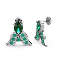 Yeşil kuvars ve kök zümrüt 925 ayar gümüş küpe