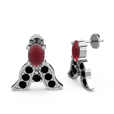 Mimallona Kelebek Küpe - Kök yakut ve siyah zirkon 925 ayar gümüş küpe #5896yl