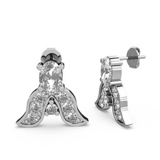 Swarovski 18 ayar beyaz altın küpe