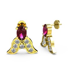 Mimallona Kelebek Küpe - Rodolit garnet ve swarovski 14 ayar altın küpe #5yz8ig