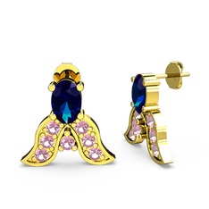 Mimallona Kelebek Küpe - Lab safir ve pembe kuvars 925 ayar altın kaplama gümüş küpe #6hozp8