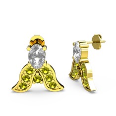 Mimallona Kelebek Küpe - Swarovski ve peridot 8 ayar altın küpe #6suq5f
