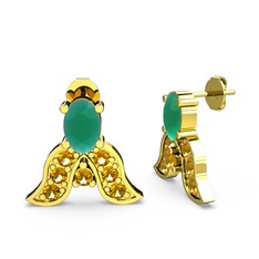 Mimallona Kelebek Küpe - Kök zümrüt ve sitrin 14 ayar altın küpe #7afrxt