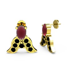 Mimallona Kelebek Küpe - Kök yakut ve siyah zirkon 8 ayar altın küpe #7m0bbq