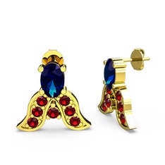 Lab safir ve garnet 14 ayar altın küpe