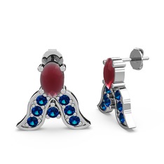 Mimallona Kelebek Küpe - Kök yakut ve lab safir 925 ayar gümüş küpe #99cpo6