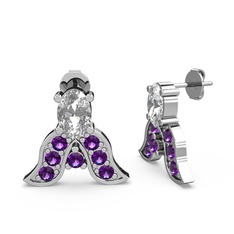 Mimallona Kelebek Küpe - Swarovski ve ametist 925 ayar gümüş küpe #b5gzxh