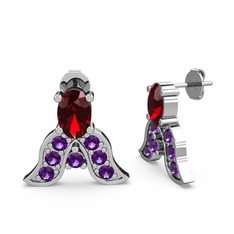 Garnet ve ametist 925 ayar gümüş küpe