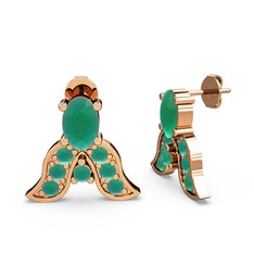 Mimallona Kelebek Küpe - Kök zümrüt 8 ayar rose altın küpe #cot4ju