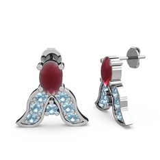 Mimallona Kelebek Küpe - Kök yakut ve akuamarin 8 ayar beyaz altın küpe #d5xbms