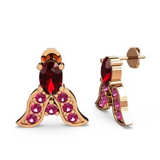 Mimallona Kelebek Küpe - Garnet ve rodolit garnet 14 ayar rose altın küpe #e9hn7c
