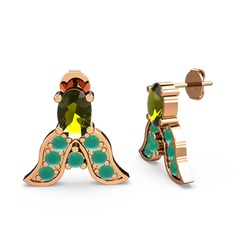 Mimallona Kelebek Küpe - Peridot ve kök zümrüt 8 ayar rose altın küpe #ihqrvf