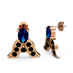 Mimallona Kelebek Küpe - Lab safir ve siyah zirkon 18 ayar rose altın küpe #jgio82