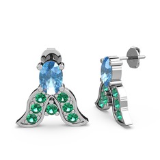 Mimallona Kelebek Küpe - Akuamarin ve yeşil kuvars 18 ayar beyaz altın küpe #jj17i5