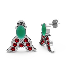 Mimallona Kelebek Küpe - Kök zümrüt ve garnet 18 ayar beyaz altın küpe #kfjctx