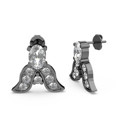 Mimallona Kelebek Küpe - Beyaz zirkon ve swarovski 925 ayar siyah rodyum kaplama gümüş küpe #kmsmwp