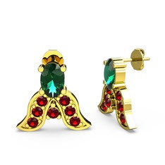 Mimallona Kelebek Küpe - Yeşil kuvars ve garnet 14 ayar altın küpe #mkdajo