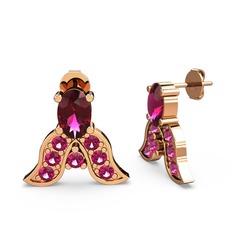 Mimallona Kelebek Küpe - Rodolit garnet 14 ayar rose altın küpe #n76cbk