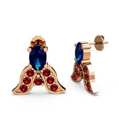 Lab safir ve garnet 8 ayar rose altın küpe