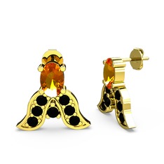 Sitrin ve siyah zirkon 8 ayar altın küpe