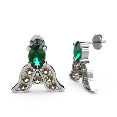 Yeşil kuvars ve dumanlı kuvars 925 ayar gümüş küpe