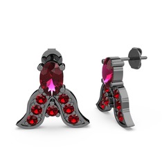 Mimallona Kelebek Küpe - Rodolit garnet ve garnet 925 ayar siyah rodyum kaplama gümüş küpe #t9wwz6
