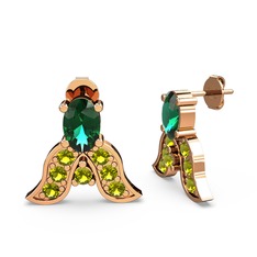 Mimallona Kelebek Küpe - Yeşil kuvars ve peridot 18 ayar rose altın küpe #tq5wjp