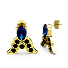 Lab safir ve siyah zirkon 8 ayar altın küpe