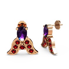 Mimallona Kelebek Küpe - Ametist ve garnet 925 ayar rose altın kaplama gümüş küpe #vk2vqw