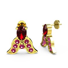 Garnet ve rodolit garnet 8 ayar altın küpe