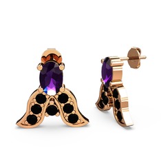 Mimallona Kelebek Küpe - Ametist ve siyah zirkon 14 ayar rose altın küpe #ws8e4e