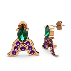 Mimallona Kelebek Küpe - Yeşil kuvars ve ametist 18 ayar rose altın küpe #wyltyn