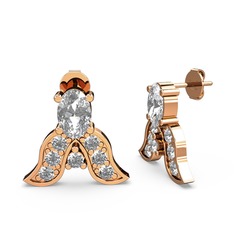 Mimallona Kelebek Küpe - Swarovski ve beyaz zirkon 14 ayar rose altın küpe #x1x4v7