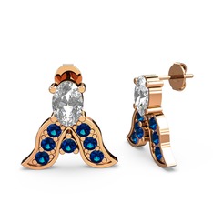 Mimallona Kelebek Küpe - Swarovski ve lab safir 8 ayar rose altın küpe #zeyjif