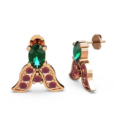 Mimallona Kelebek Küpe - Yeşil kuvars ve kök yakut 14 ayar rose altın küpe #zgzwq