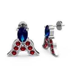 Lab safir ve garnet 925 ayar gümüş küpe