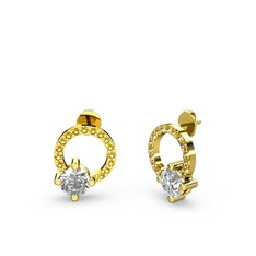 Swarovski ve sitrin 18 ayar altın küpe