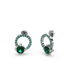 Sima Taşlı Küpe - Yeşil kuvars 14 ayar beyaz altın küpe #11ifuk5