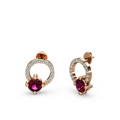 Rodolit garnet ve akuamarin 925 ayar rose altın kaplama gümüş küpe
