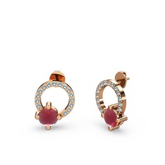 Sima Taşlı Küpe - Kök yakut ve akuamarin 925 ayar rose altın kaplama gümüş küpe #15fdakm