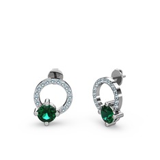 Sima Taşlı Küpe - Yeşil kuvars ve akuamarin 14 ayar beyaz altın küpe #15pe9e4