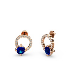 Lab safir ve swarovski 925 ayar rose altın kaplama gümüş küpe