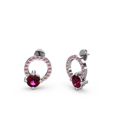 Sima Taşlı Küpe - Rodolit garnet ve kök yakut 925 ayar gümüş küpe #18k53wr