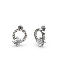 Sima Taşlı Küpe - Swarovski ve dumanlı kuvars 18 ayar beyaz altın küpe #1a9y3fj