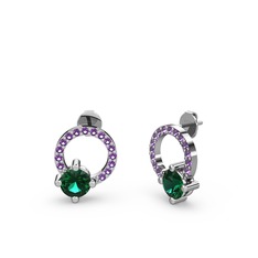 Sima Taşlı Küpe - Yeşil kuvars ve ametist 925 ayar gümüş küpe #1ax5q1h