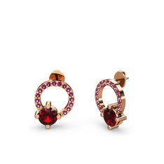 Sima Taşlı Küpe - Garnet ve rodolit garnet 14 ayar rose altın küpe #1azqdl9