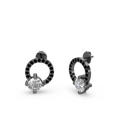 Sima Taşlı Küpe - Swarovski ve siyah zirkon 925 ayar siyah rodyum kaplama gümüş küpe #1bac7q7