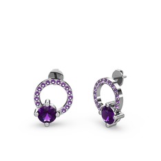 Sima Taşlı Küpe - Ametist 925 ayar gümüş küpe #1bahanj