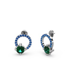 Yeşil kuvars ve lab safir 925 ayar gümüş küpe