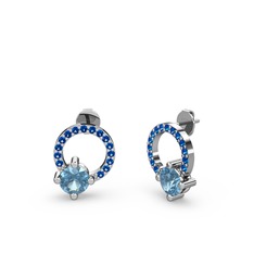 Akuamarin ve lab safir 925 ayar gümüş küpe